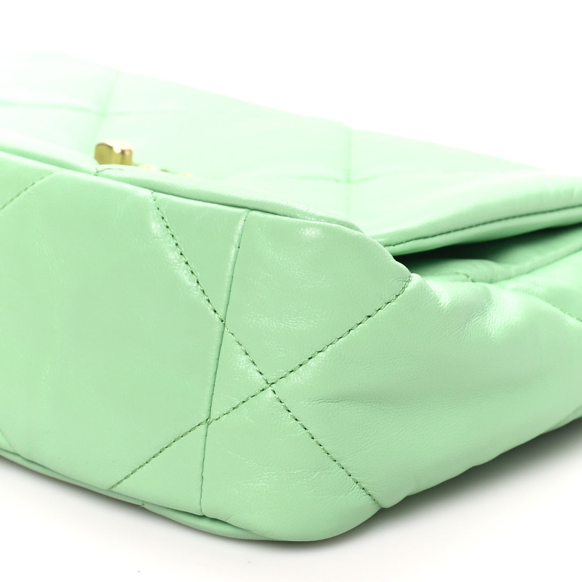 Goatskin Quilted Medium Chanel 19 Flap Light Green