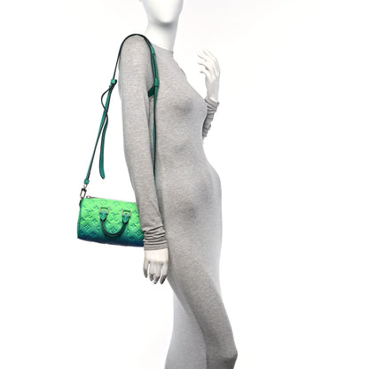 Louis Vuitton Taurillon Illusion Keepall XS Bleu Vert 2 of 9