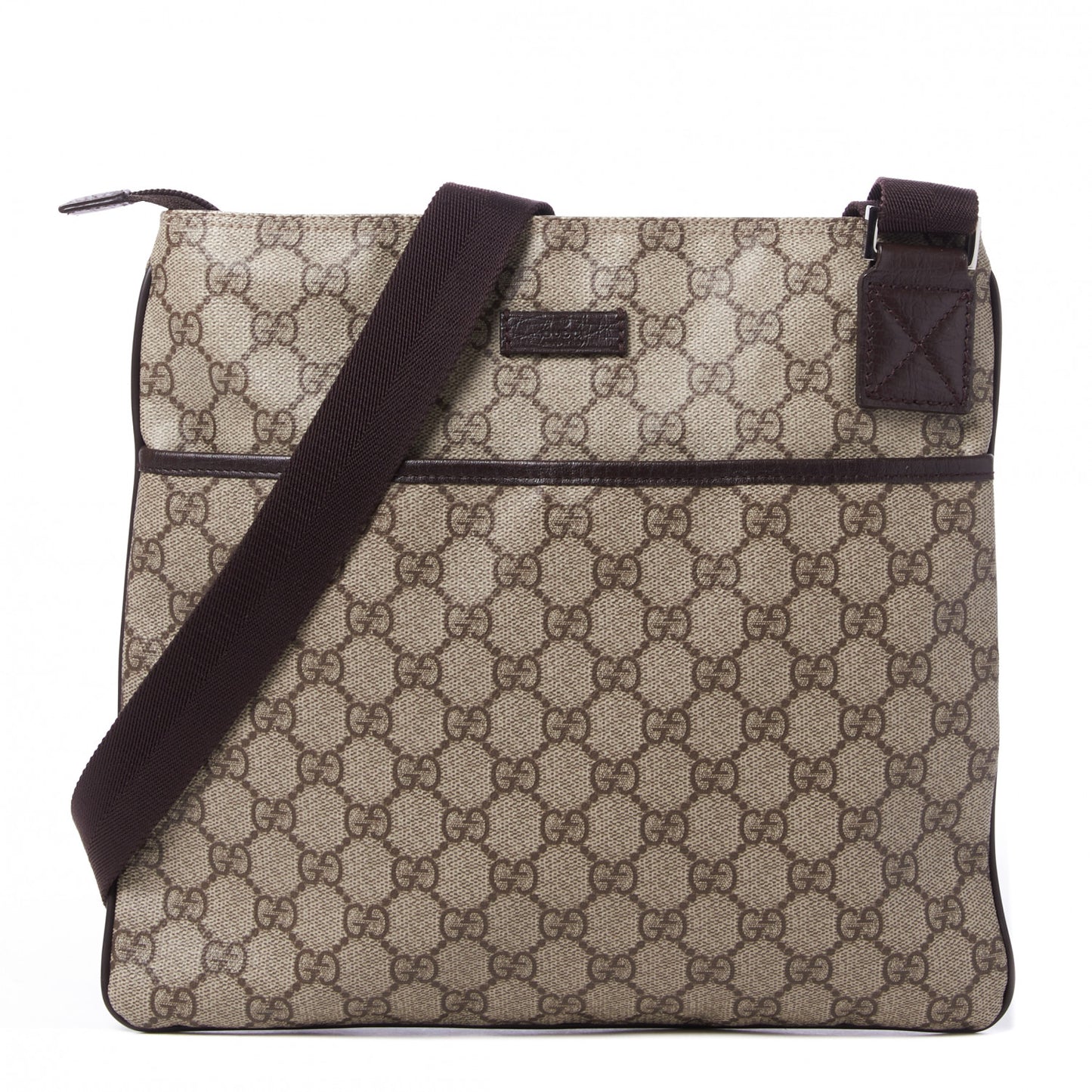 GG Plus Monogram Medium Flat Messenger Bag Dark Brown