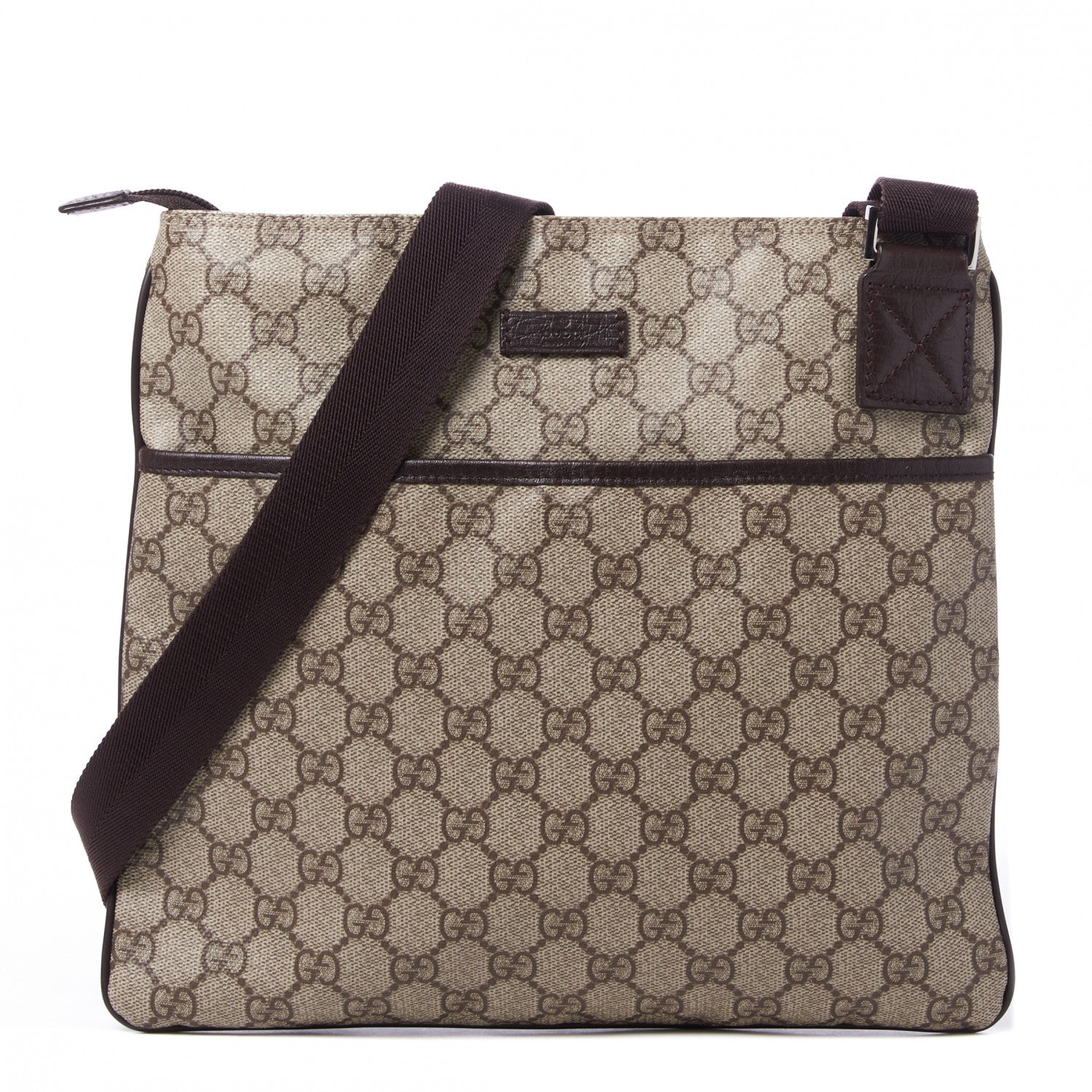 Gucci GG Plus Monogram Medium Flat Messenger Bag Dark Brown 1 of 8