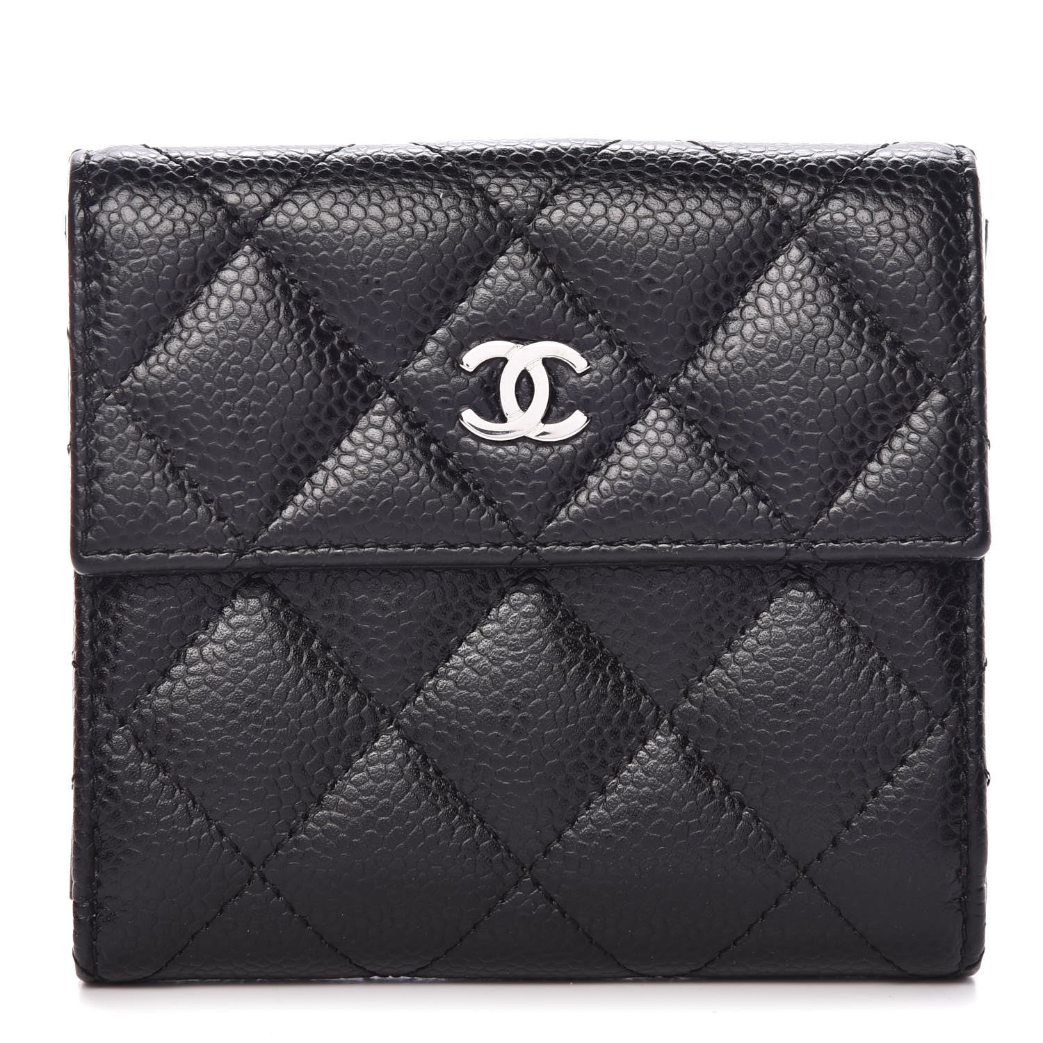 Chanel Caviar Quilted Compact French Flap Wallet Black 1 of 12