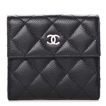 Chanel Caviar Quilted Compact French Flap Wallet Black 1 of 12