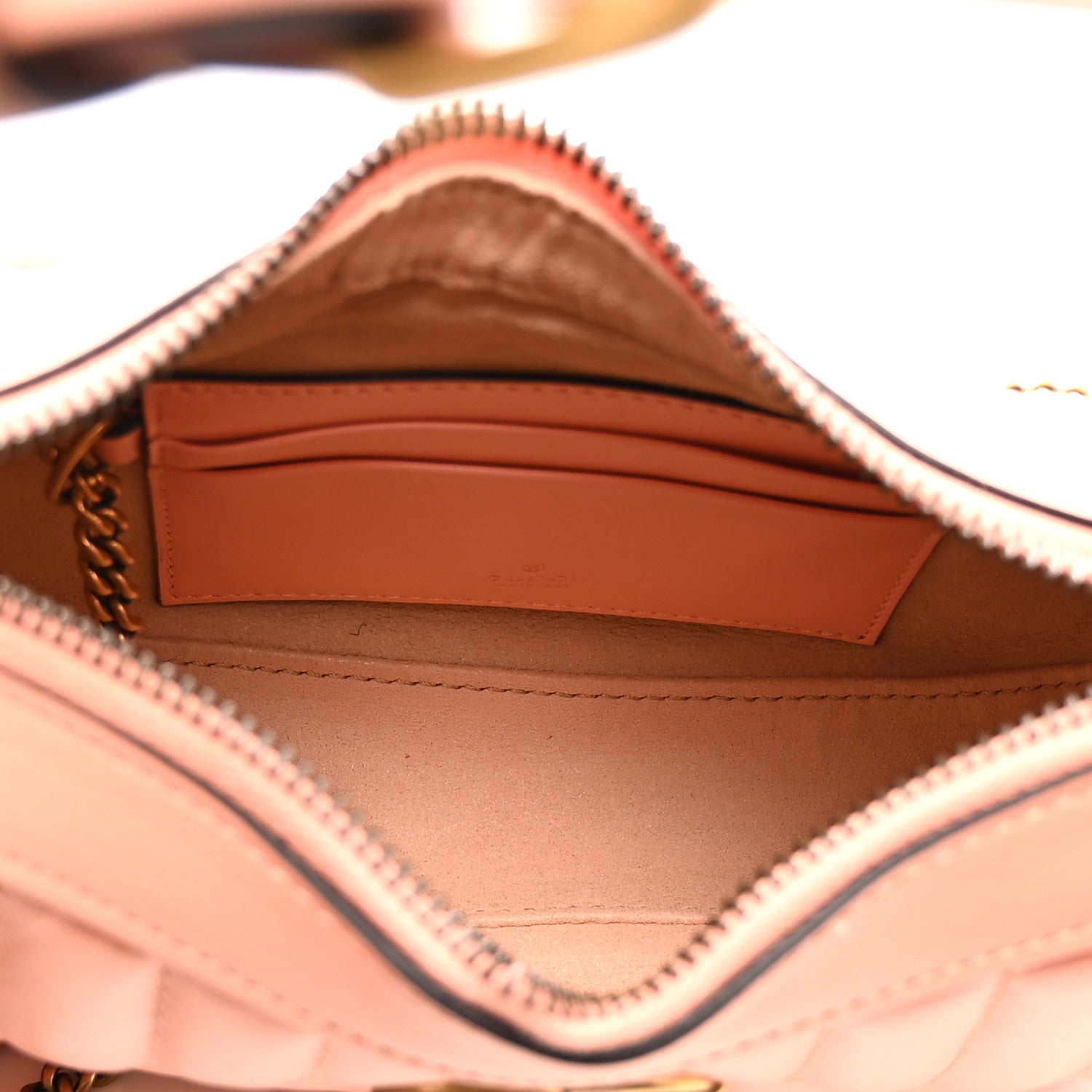 Gucci Calfskin Vertical Ring Matelasse Mini GG Marmont Half Moon Hobo Peachy Chic 5 of 10