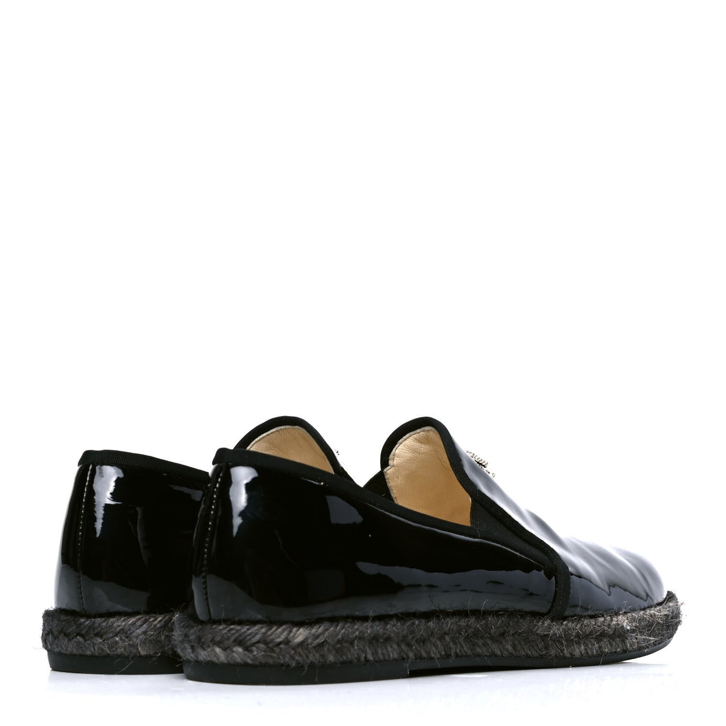 Patent Calfskin CC Mocassin Loafer Espadrilles 39 Black