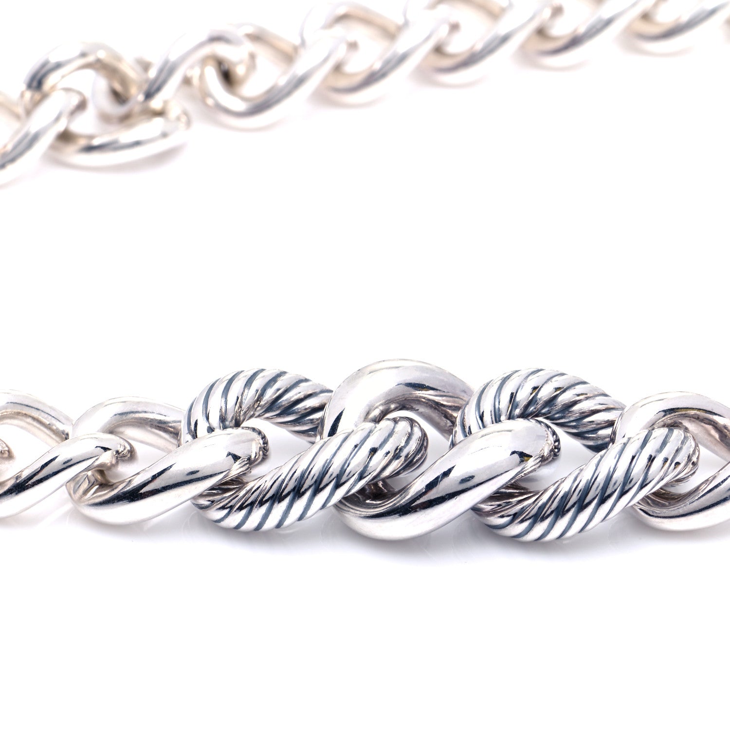 David Yurman Sterling Silver Graduated Curb Link Necklace 4 of 6