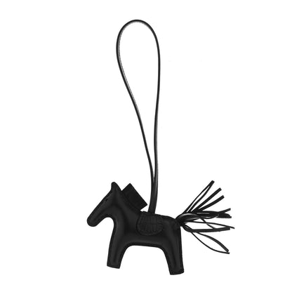 Hermes Milo Lambskin Matte Alligator Touch Grigri Rodeo Horse Bag Charm PM So Black 1 of 3