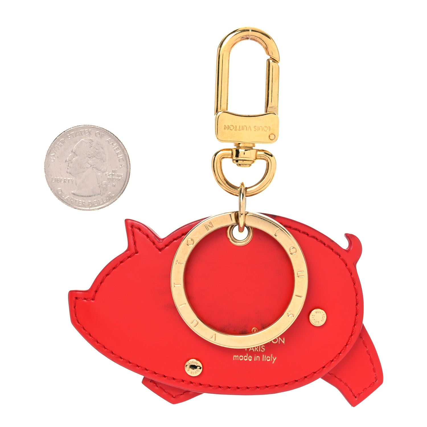 Louis Vuitton Calfskin Monogram Pig Bag Charm Key Holder Rouge 2 of 6