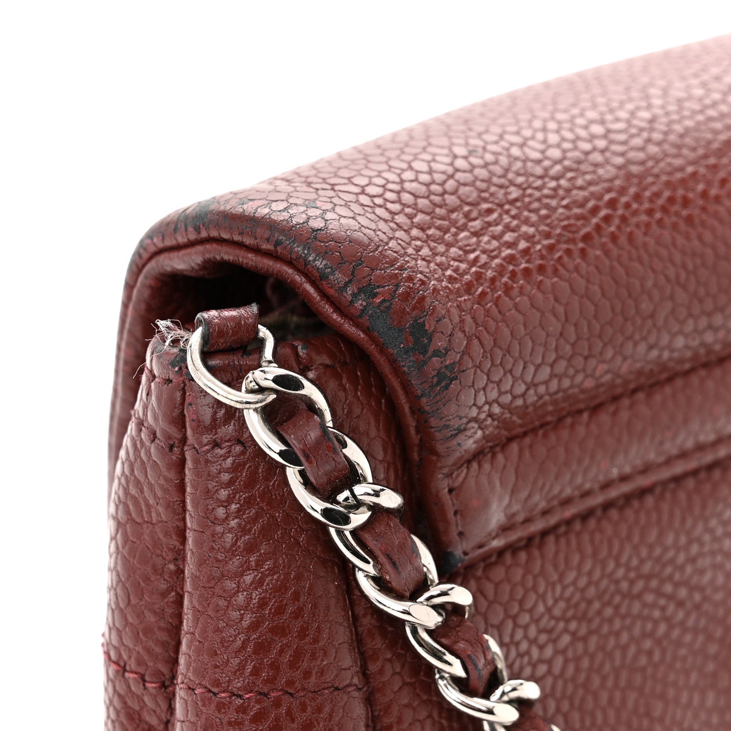 Chanel Caviar Half Moon Wallet On Chain WOC Dark Red 14 of 16