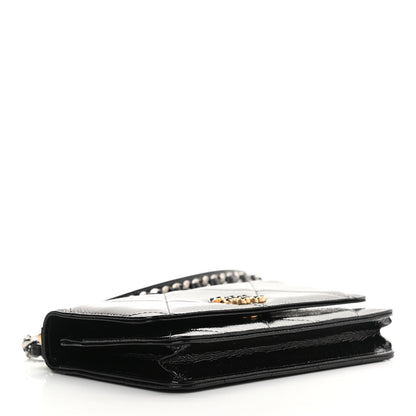 Chanel Shiny Crumpled Calfskin Quilted Chanel 19 Wallet On Chain WOC Black 4 of 14