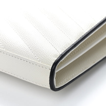 Saint Laurent Grain De Poudre Matelasse Monogram Chain Wallet White Black 9 of 11