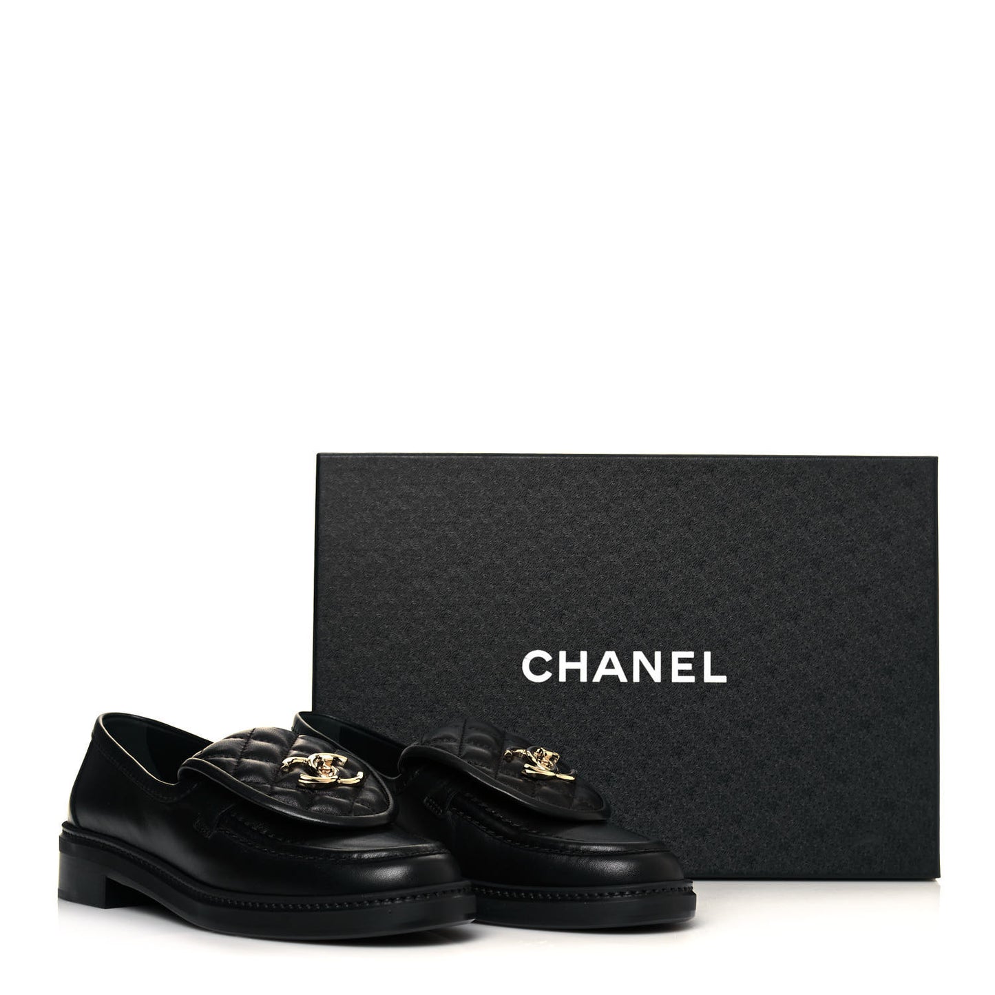 Lambskin Quilted CC Turnlock Loafers 36.5 Black