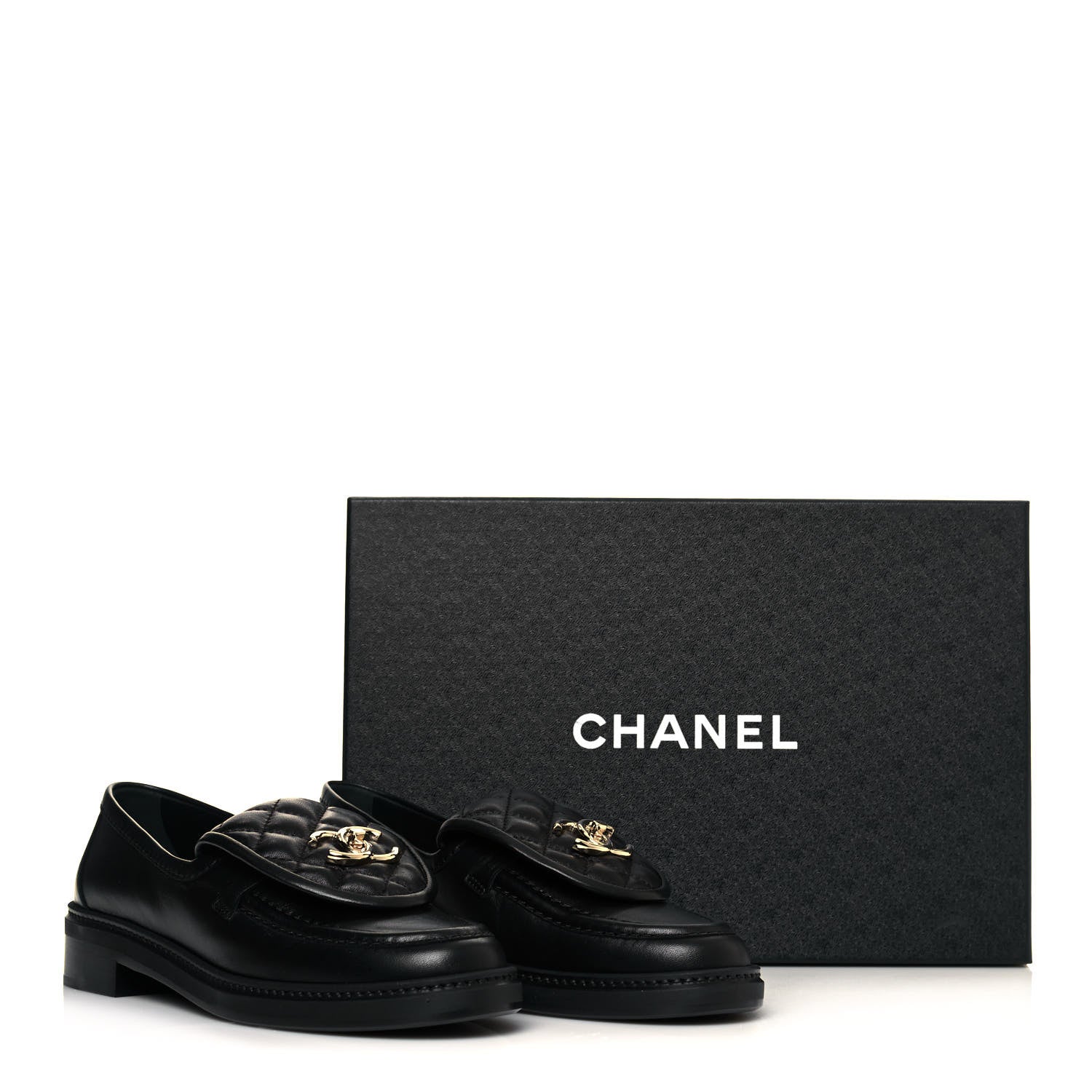 Chanel Lambskin Quilted CC Turnlock Loafers 36.5 Black 8 of 8