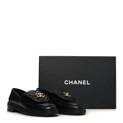 Chanel Lambskin Quilted CC Turnlock Loafers 36.5 Black 8 of 8