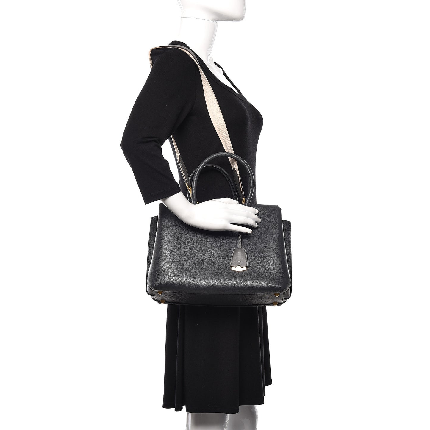 Grained Calfskin Medium Milla Tote Phantom Grey