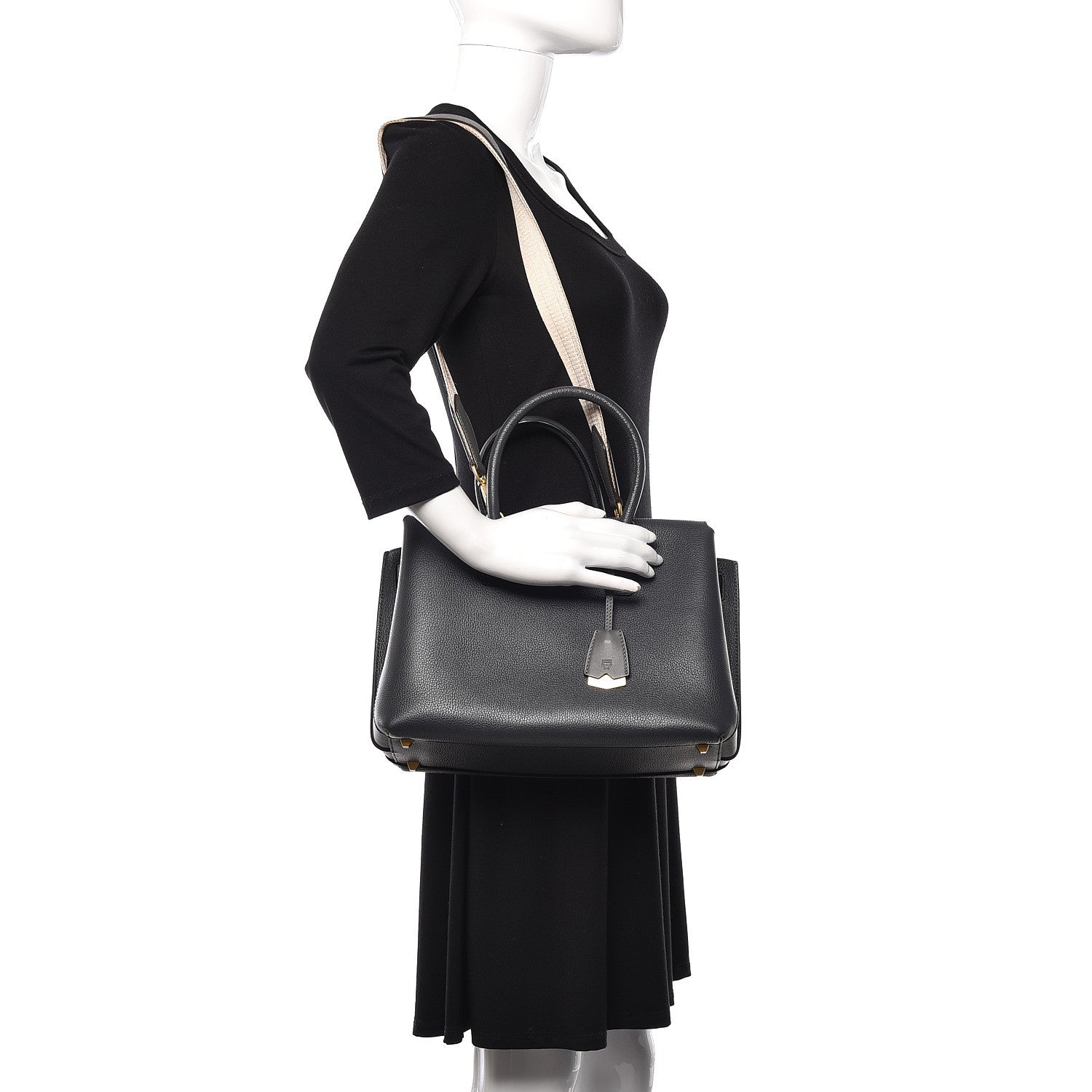 MCM Grained Calfskin Medium Milla Tote Phantom Grey 2 of 17