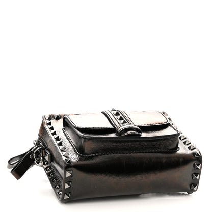 Valentino Garavani Craquele Calfskin Mini Guitar Flap Pocket Shoulder Bag Black 4 of 9