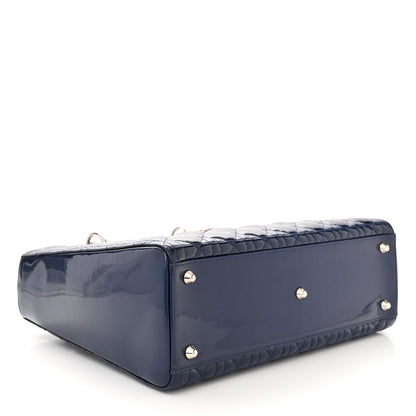 Christian Dior Patent Cannage Large Lady Dior Blue 4 of 12