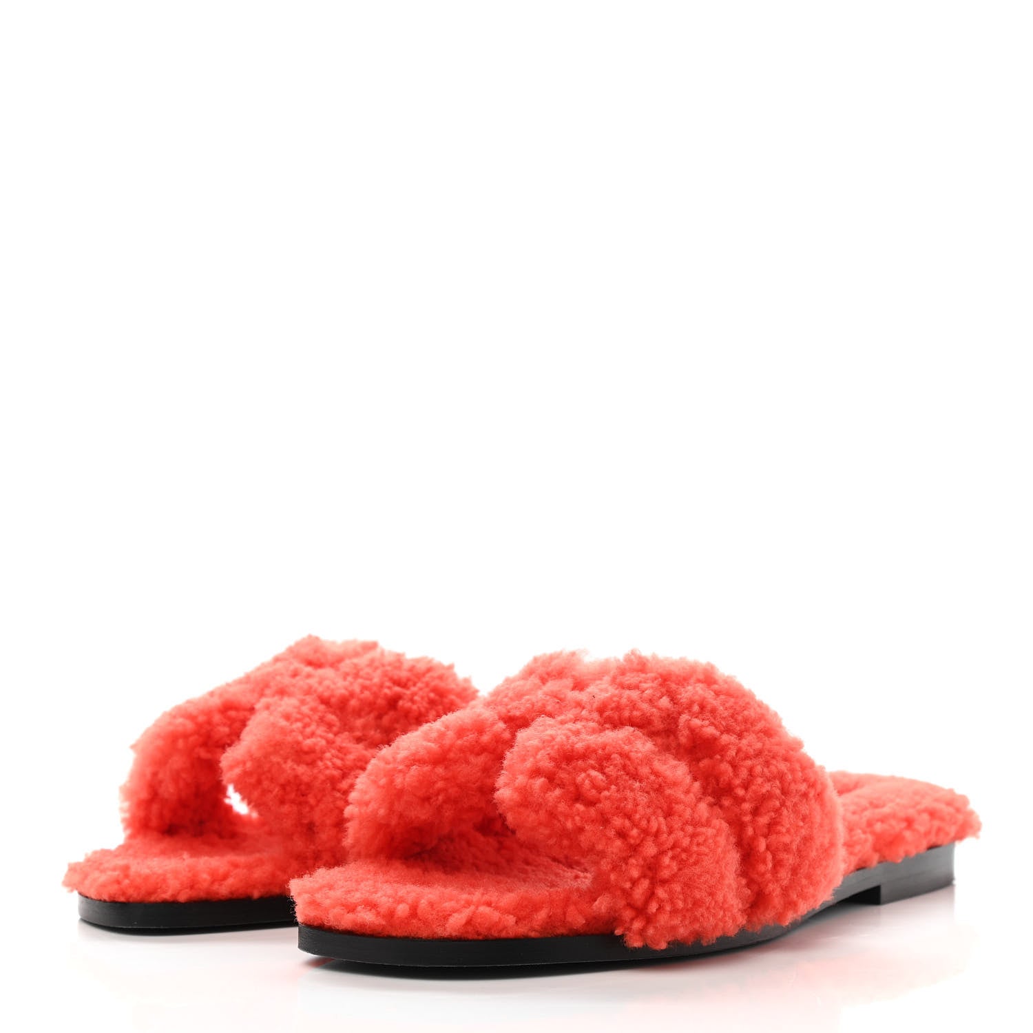 Hermes Woolskin Oran Sandals 38 Orange 3 of 7