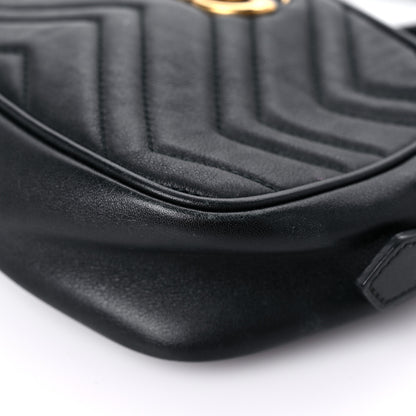 Gucci Calfskin Matelasse Mini GG Marmont Chain Shoulder Bag Black 10 of 25