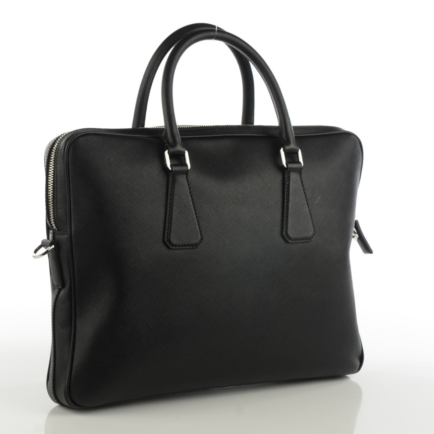 Saffiano Slim Travel Briefcase with Shoulder Strap Nero Black