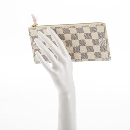 Louis Vuitton Damier Azur Felicie Chain Wallet Zippered Insert Rose Ballerine 2 of 6