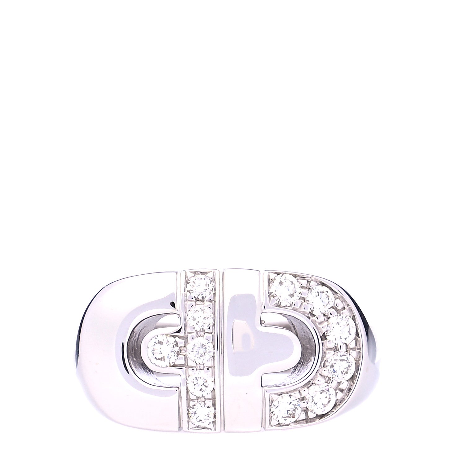 Bulgari 18K White Gold Diamond Parentesi Ring 54 6.75 1 of 7