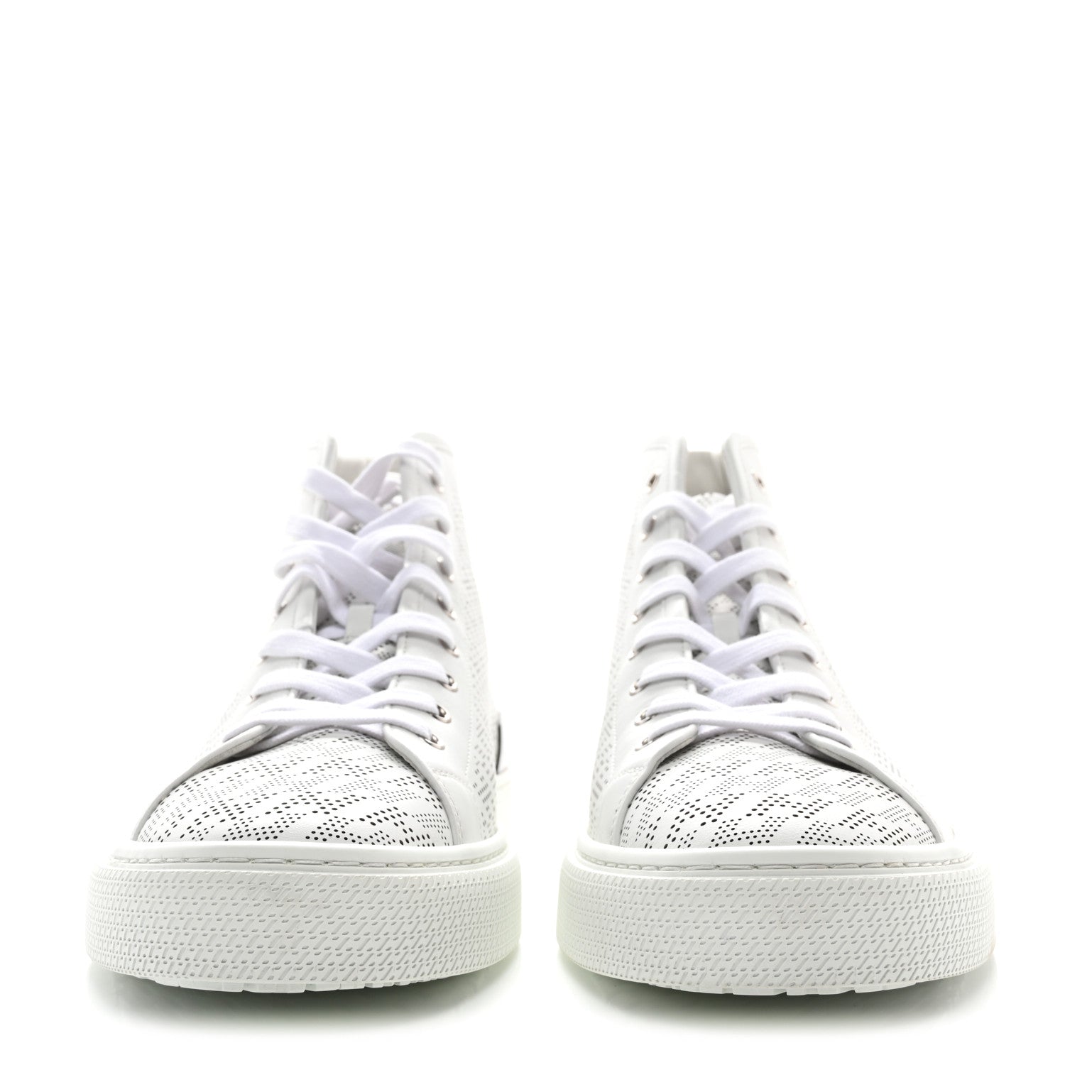 Hermes Perforated Calfskin Mens Clap High Top Sneakers 45 White 2 of 9