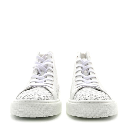 Hermes Perforated Calfskin Mens Clap High Top Sneakers 45 White 2 of 9