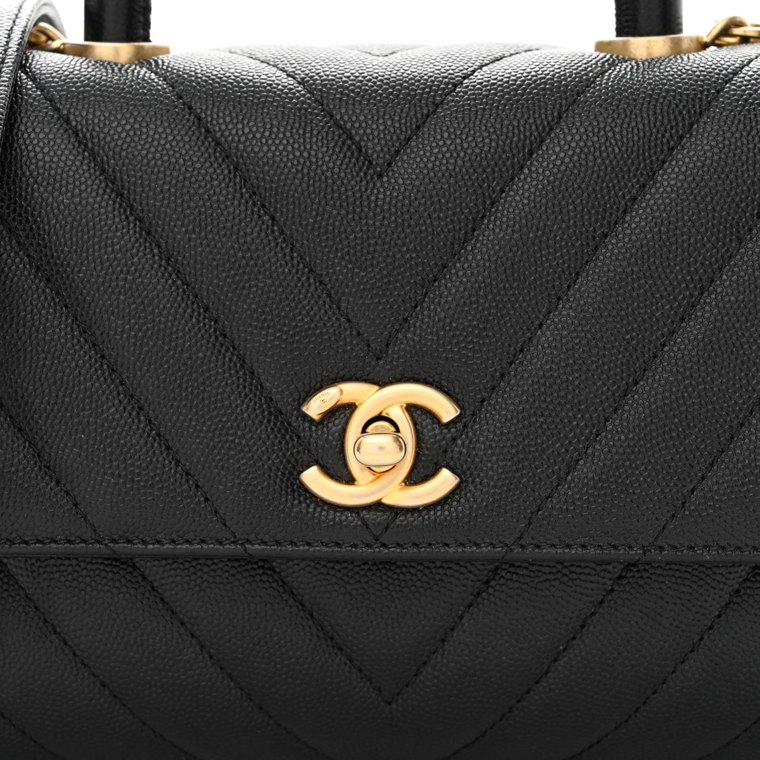 Chanel Caviar Chevron Quilted Mini Coco Handle Flap Black 8 of 10