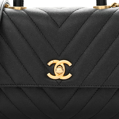 Chanel Caviar Chevron Quilted Mini Coco Handle Flap Black 8 of 10