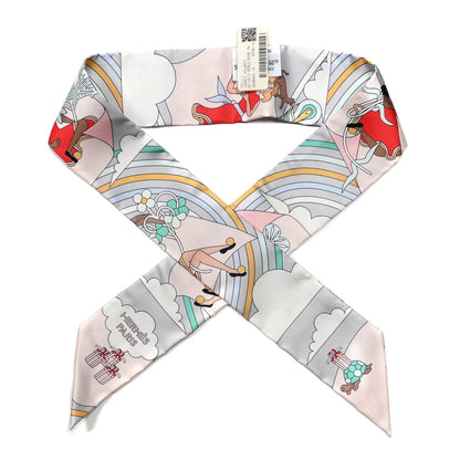 Hermes Silk Carres Volants Twilly Grenadine Gris Perle Rose Pale 1 of 5