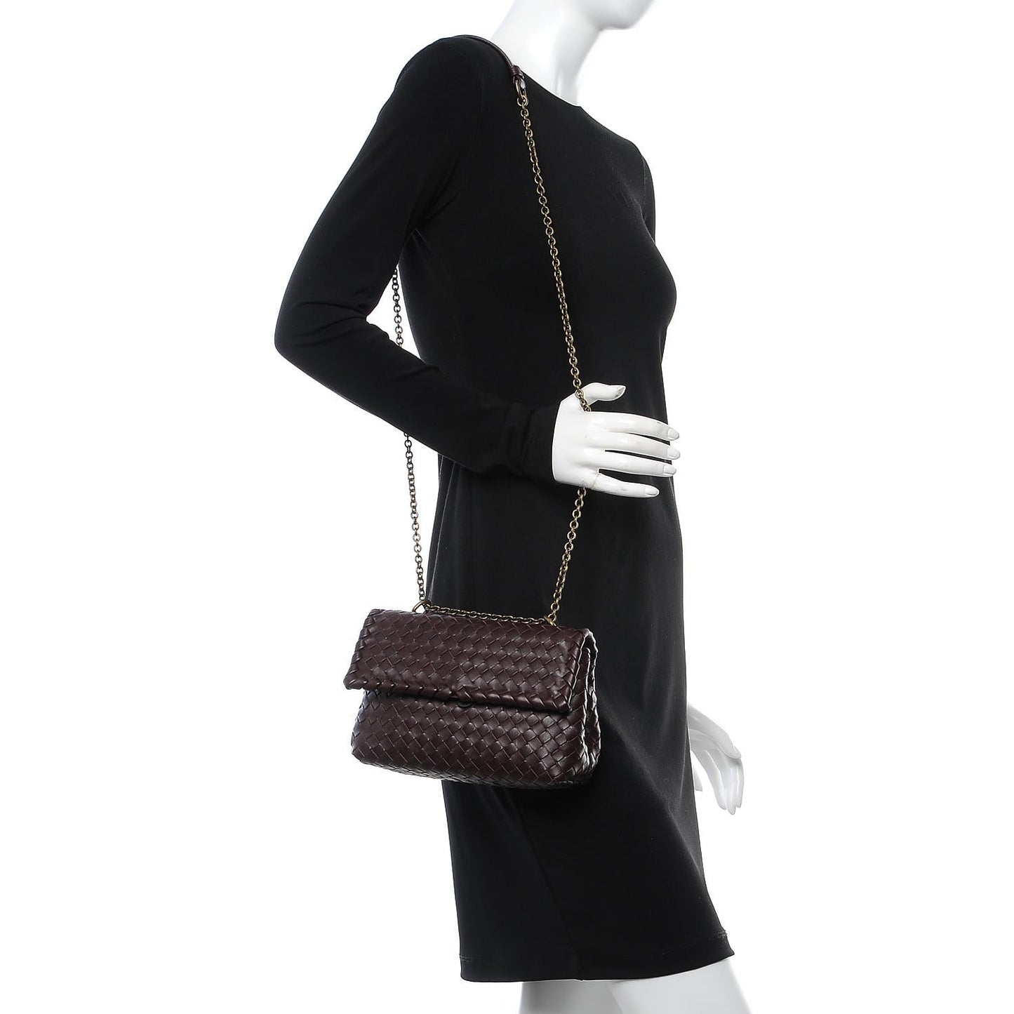 Nappa Intrecciato Baby Olimpia Shoulder Bag Dark Barolo