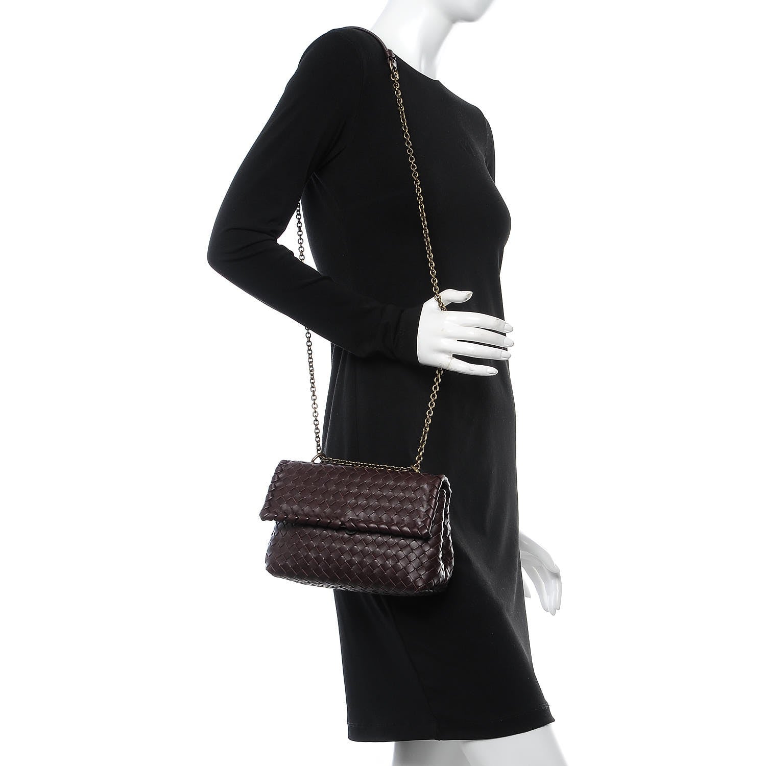 Bottega Veneta Nappa Intrecciato Baby Olimpia Shoulder Bag Dark Barolo 2 of 9