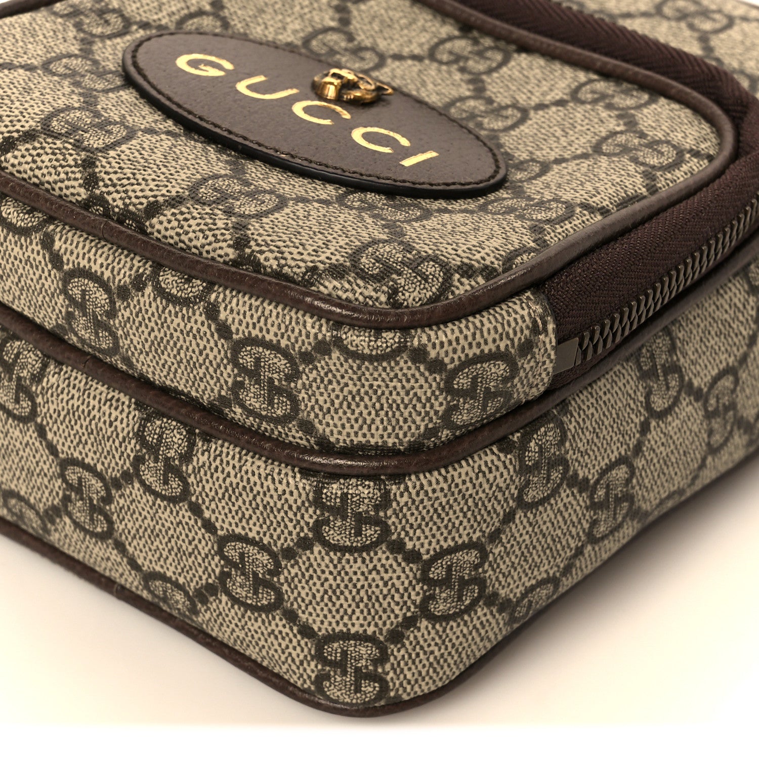 Gucci GG Supreme Monogram Mini Neo Vintage Double Zip Messenger Bag Beige New Acero Crop 10 of 11