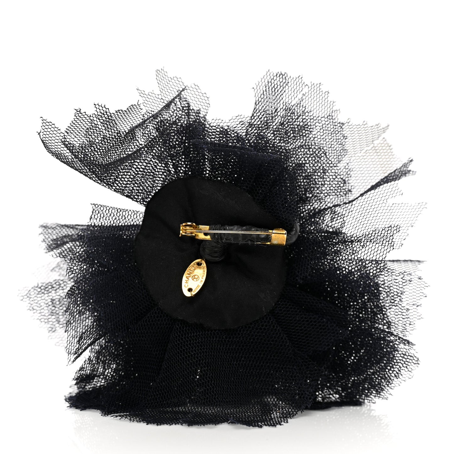 Tulle Camellia Brooch Black