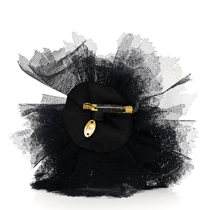 Chanel Tulle Camellia Brooch Black 3 of 4