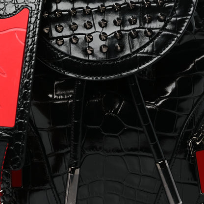 Christian Louboutin Calfskin Alligator Embossed Spiked Small Explorafunk Backpack Black 7 of 10
