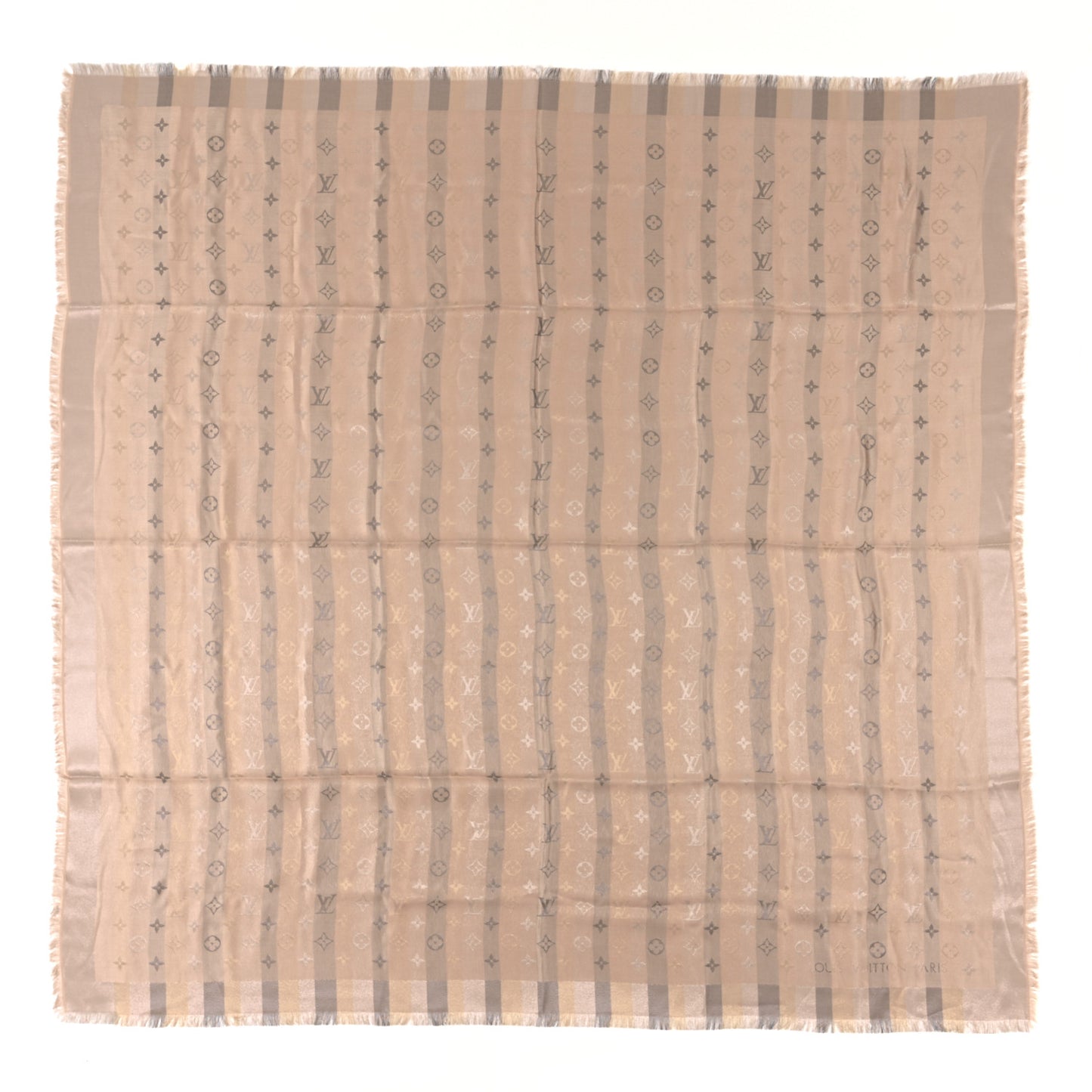 Silk Lurex Wool So Shine Monogram Shawl Beige