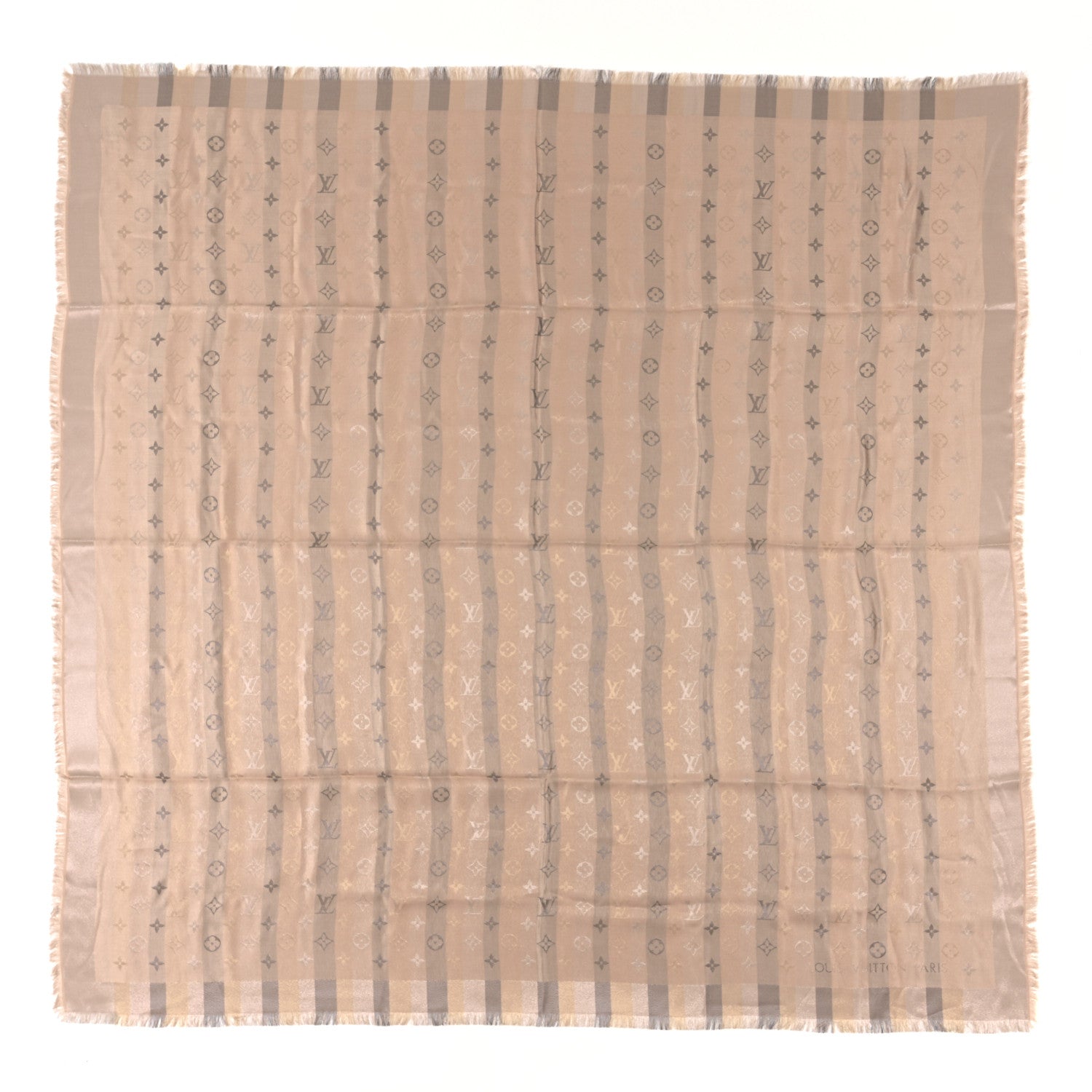 Louis Vuitton Silk Lurex Wool So Shine Monogram Shawl Beige 1 of 3