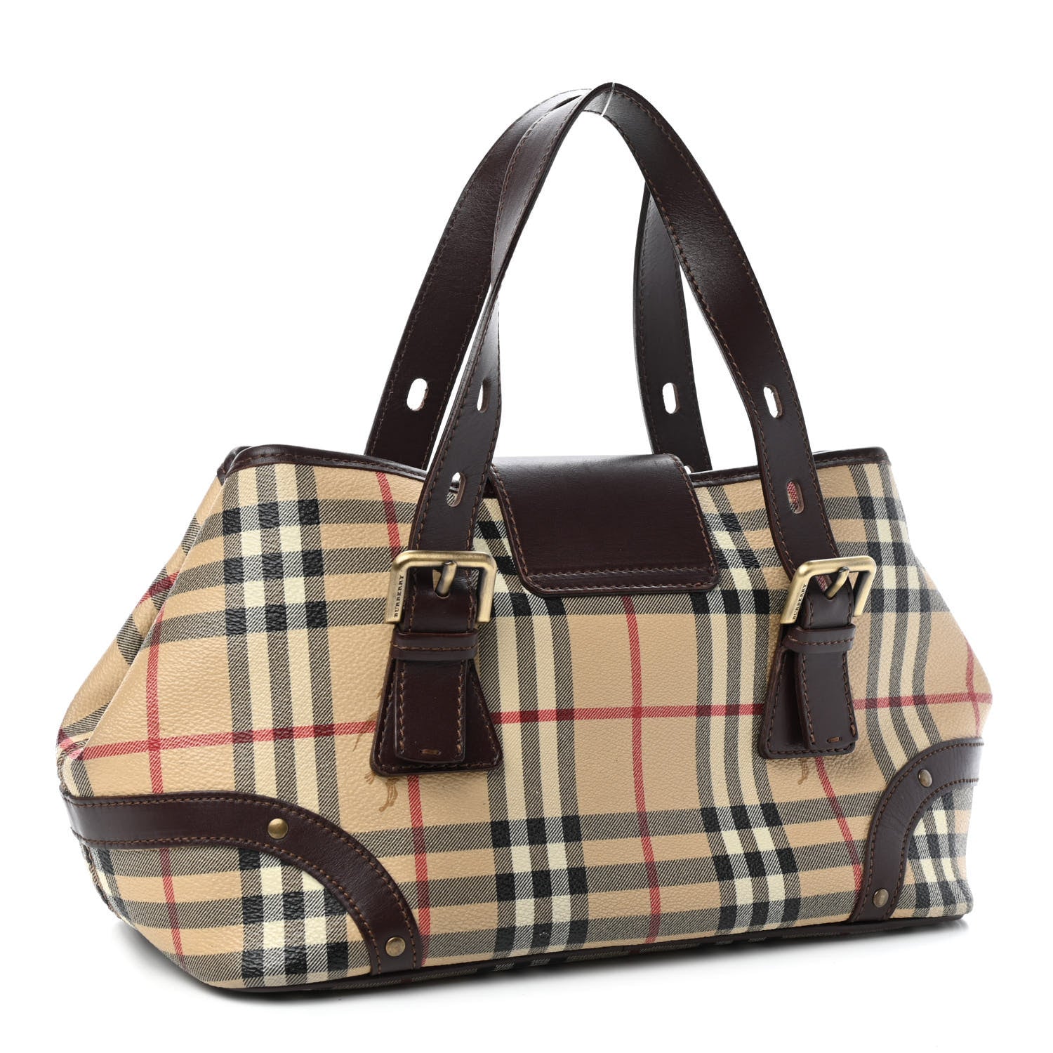 Burberry Haymarket Check Buckle Satchel Chocolate 2 of 9
