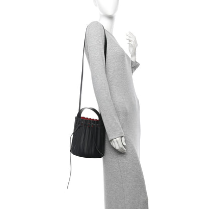 Mansur Gavriel Vegetable Tanned Calfskin Pleated Mini Bucket Bag Black Flamma 2 of 10