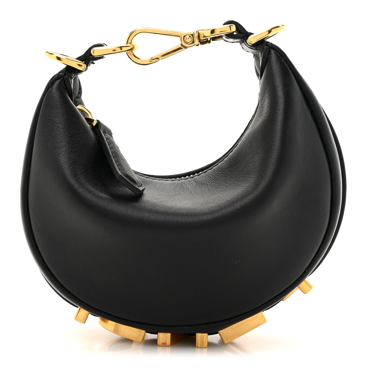Fendi Vitello Grace Matte Nano Fendigraphy Hobo Charm Black 1 of 11
