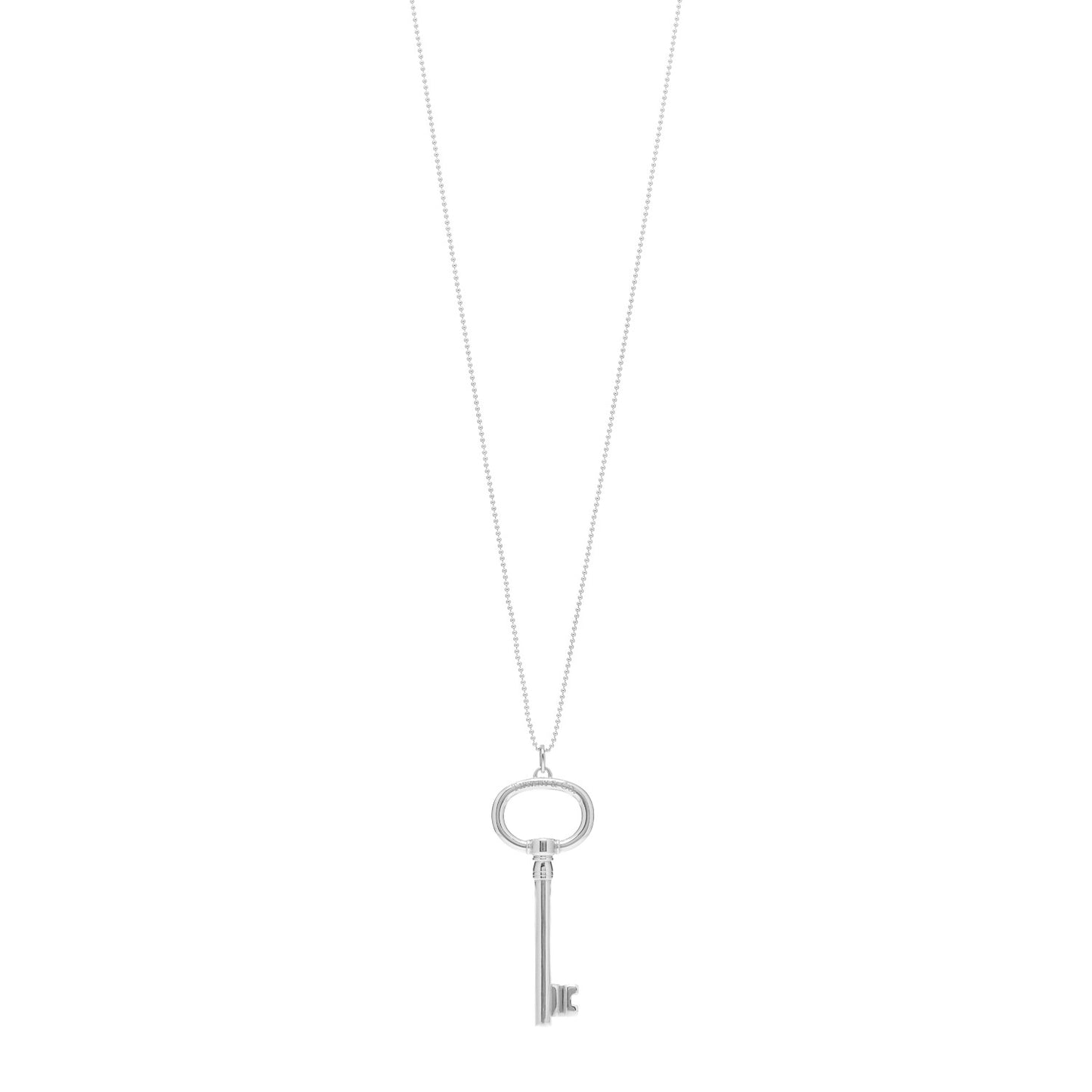 Sterling Silver Oval Key Pendant Necklace