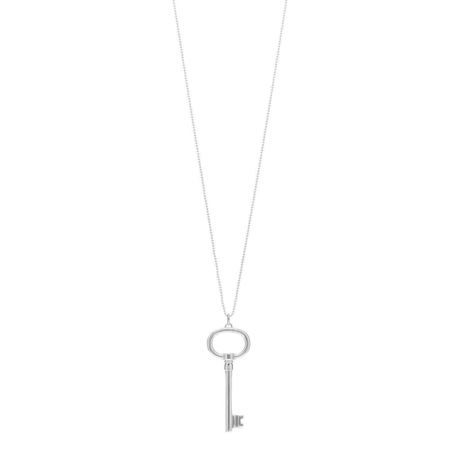 Tiffany Sterling Silver Oval Key Pendant Necklace 1 of 4