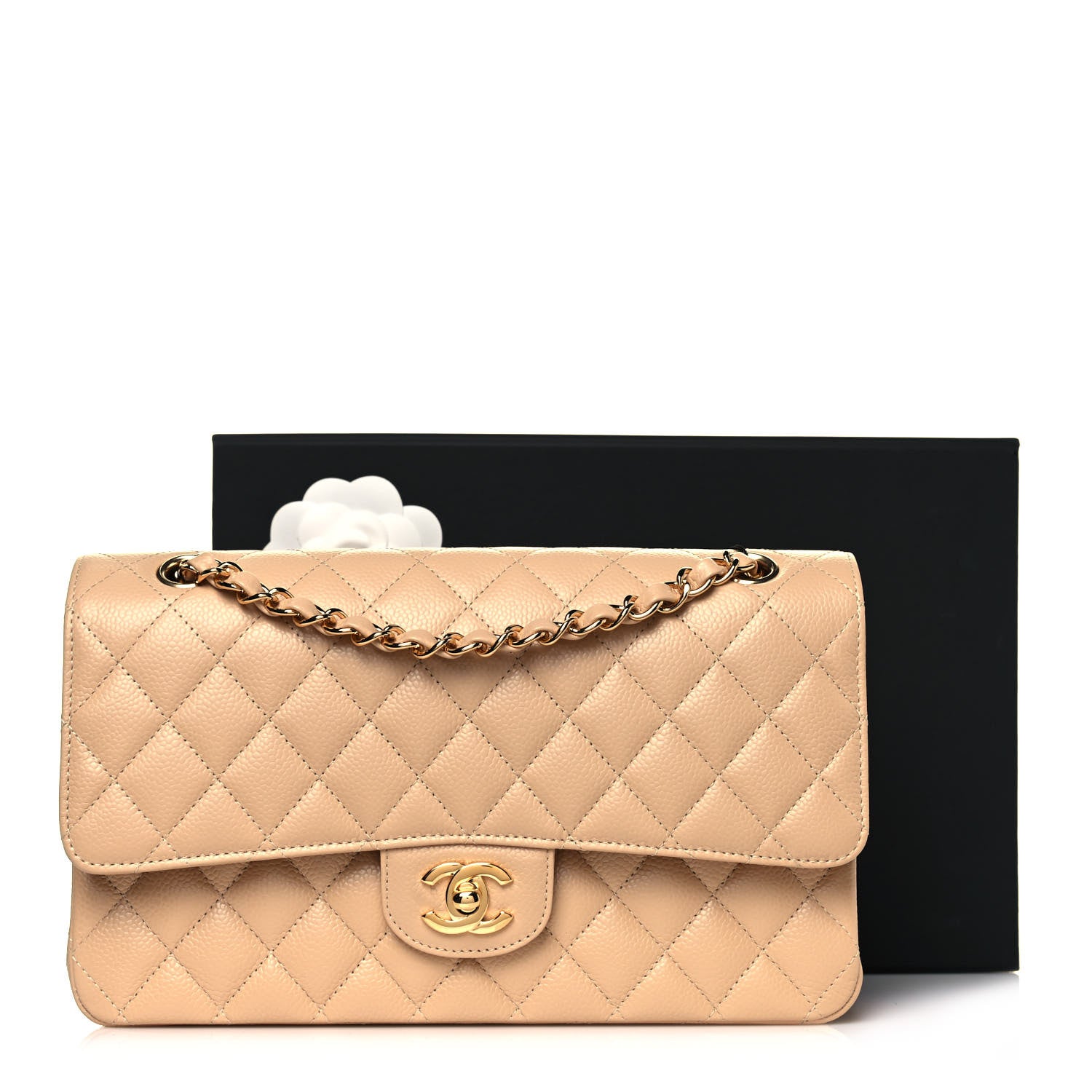 Chanel Caviar Quilted Medium Double Flap Beige 13 of 13
