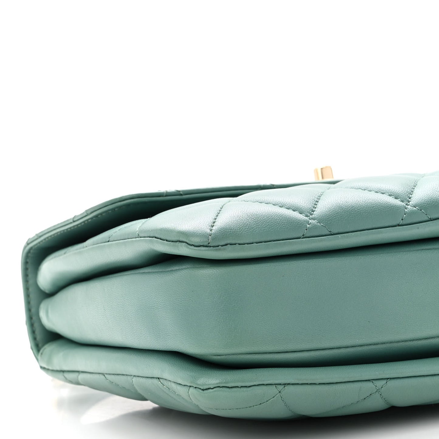 Lambskin Quilted Small Trendy CC Flap Dual Handle Bag Green