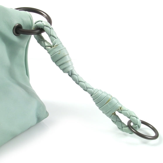 Bottega Veneta Leather Fold Over Clutch Bag Seafoam 5 of 10