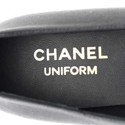 Chanel Grosgrain Cap Toe Uniform Ballerina Flats 37.5 Black 7 of 9
