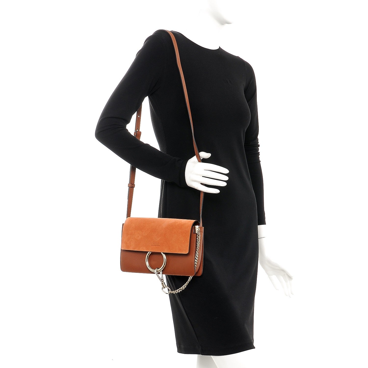 Chloe Suede Calfskin Small Faye Shoulder Bag Tobacco 2 of 6