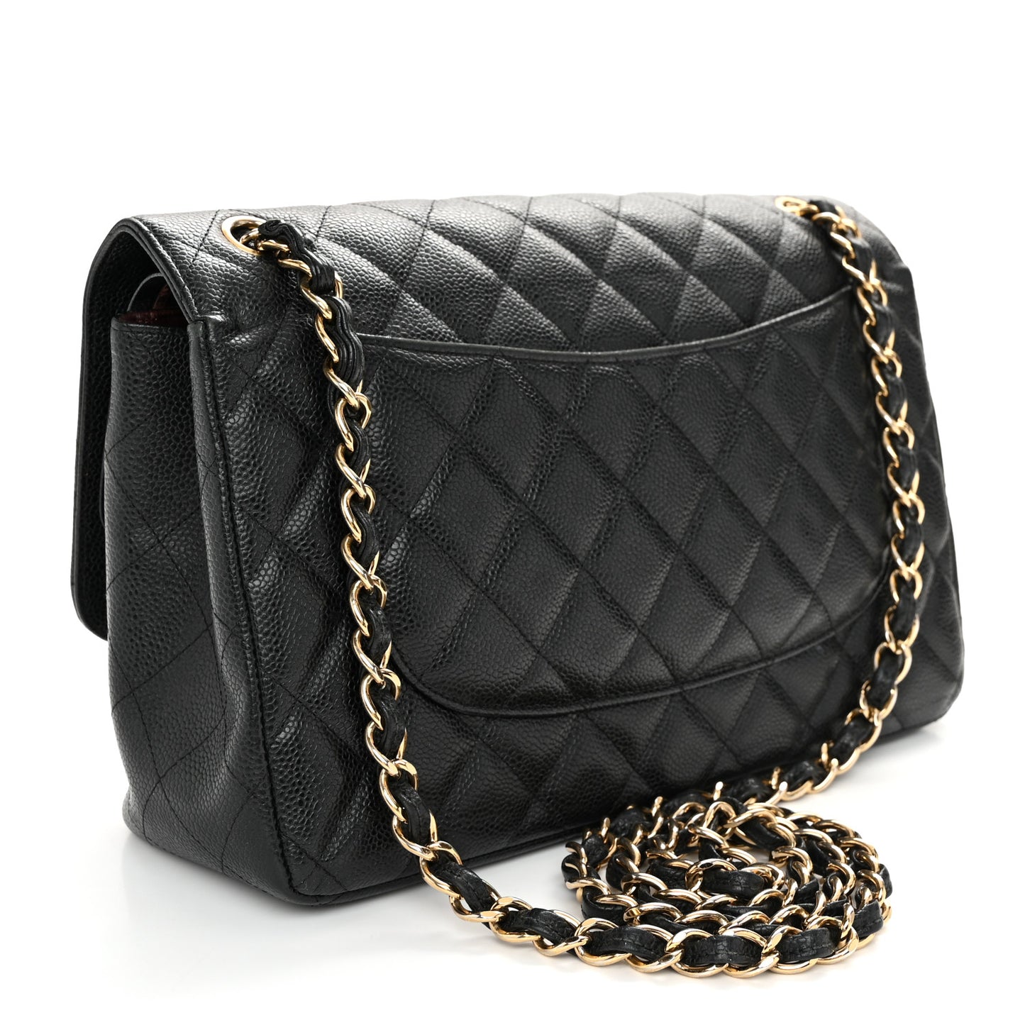 Caviar Quilted Jumbo Double Flap Black